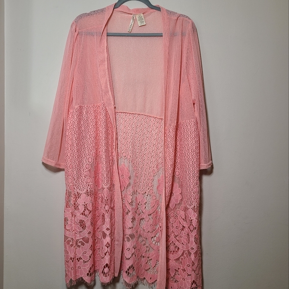 FORGOTTEN GRACE WOMENS SIZE 1X LONG CARDIGAN KIMONO TOP - Picture 3 of 11